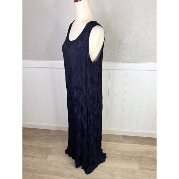 Lolette Jacket Dress Set Sz M Navy Mandarin Collar Tunic Velvet Patchwork Artsy - Picture 7 of 14